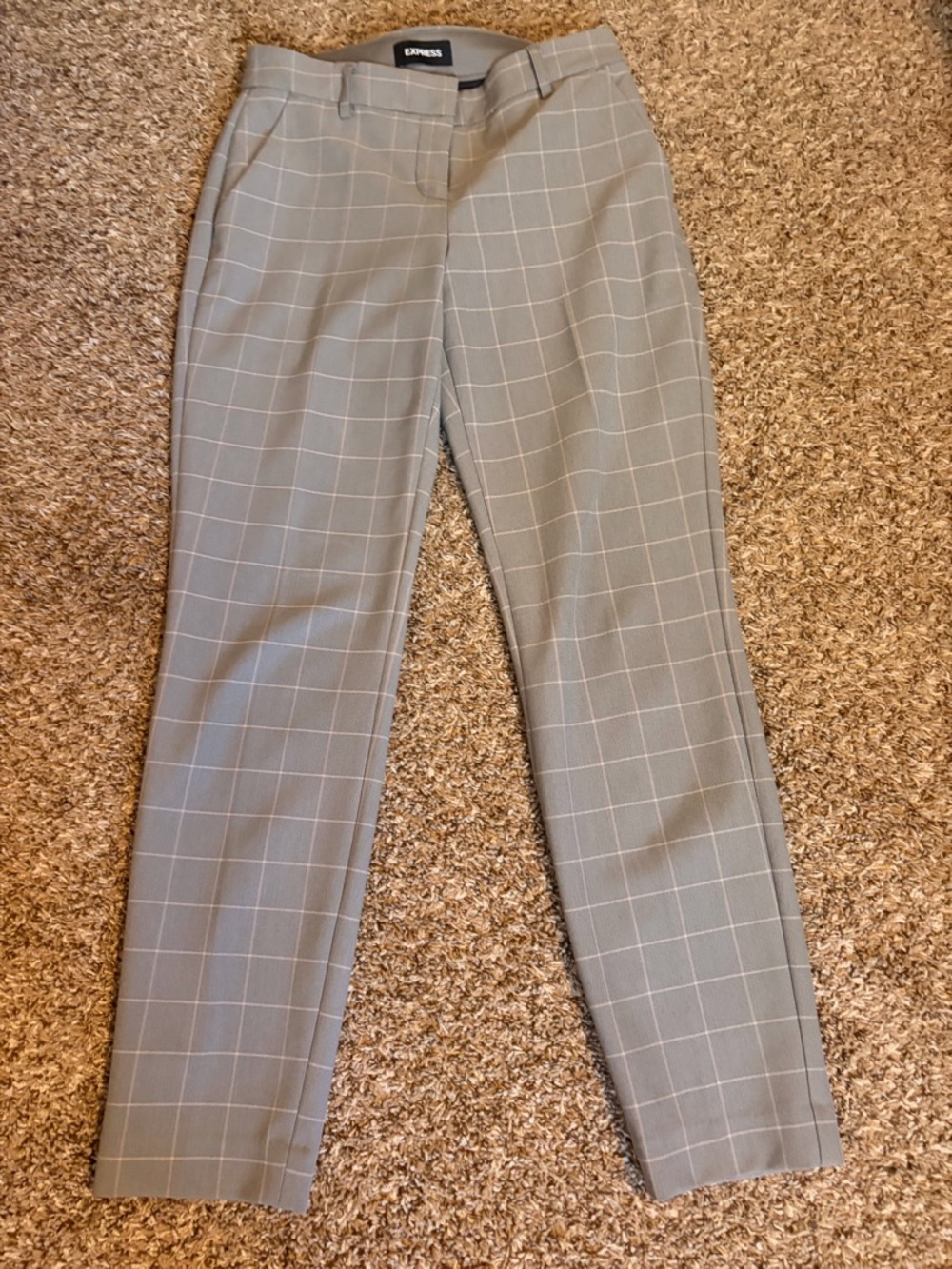 Express Women's Light Gray Windowpane Columnist Trousers